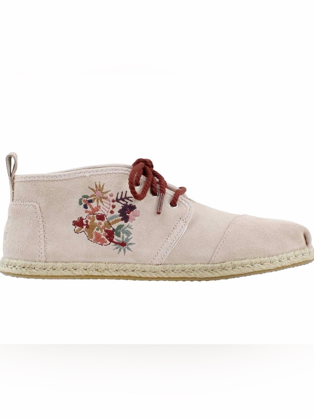 TOMS Bota Pink Suede Booties Womens 9.5 Embroidered Festival Western